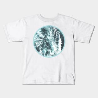 blue white water wave design Kids T-Shirt